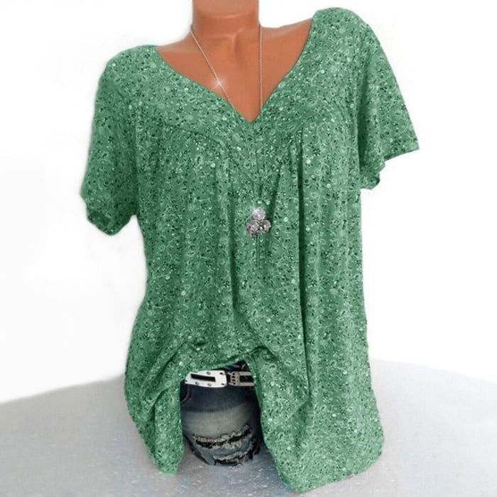Bayline™ | V-hals Losse Korte Mouw Print Casual Vrouwen T-shirt