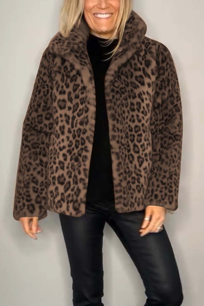 Bayline™ | Luipaard Kapel Imitatiebont Winterjas