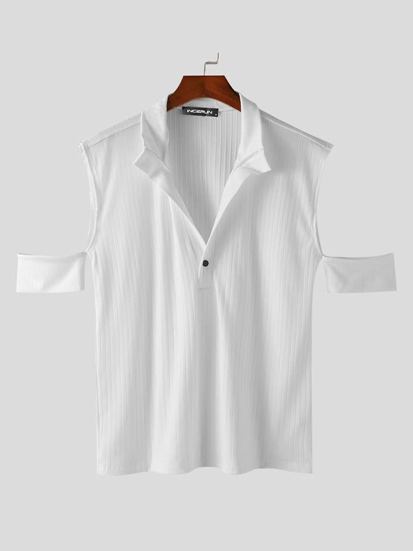 Bayline™ | Heren Effen Gebreid Textuur T-shirt met Korte Mouw
