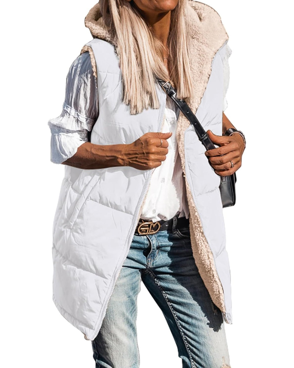 Bayline™ | Omkeerbare Fleece Mouwloze Capuchon Jas