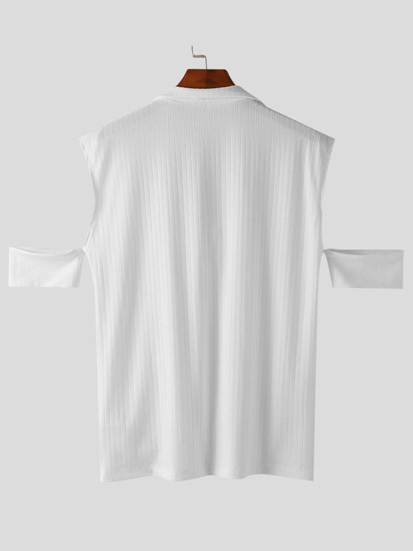 Bayline™ | Heren Effen Gebreid Textuur T-shirt met Korte Mouw