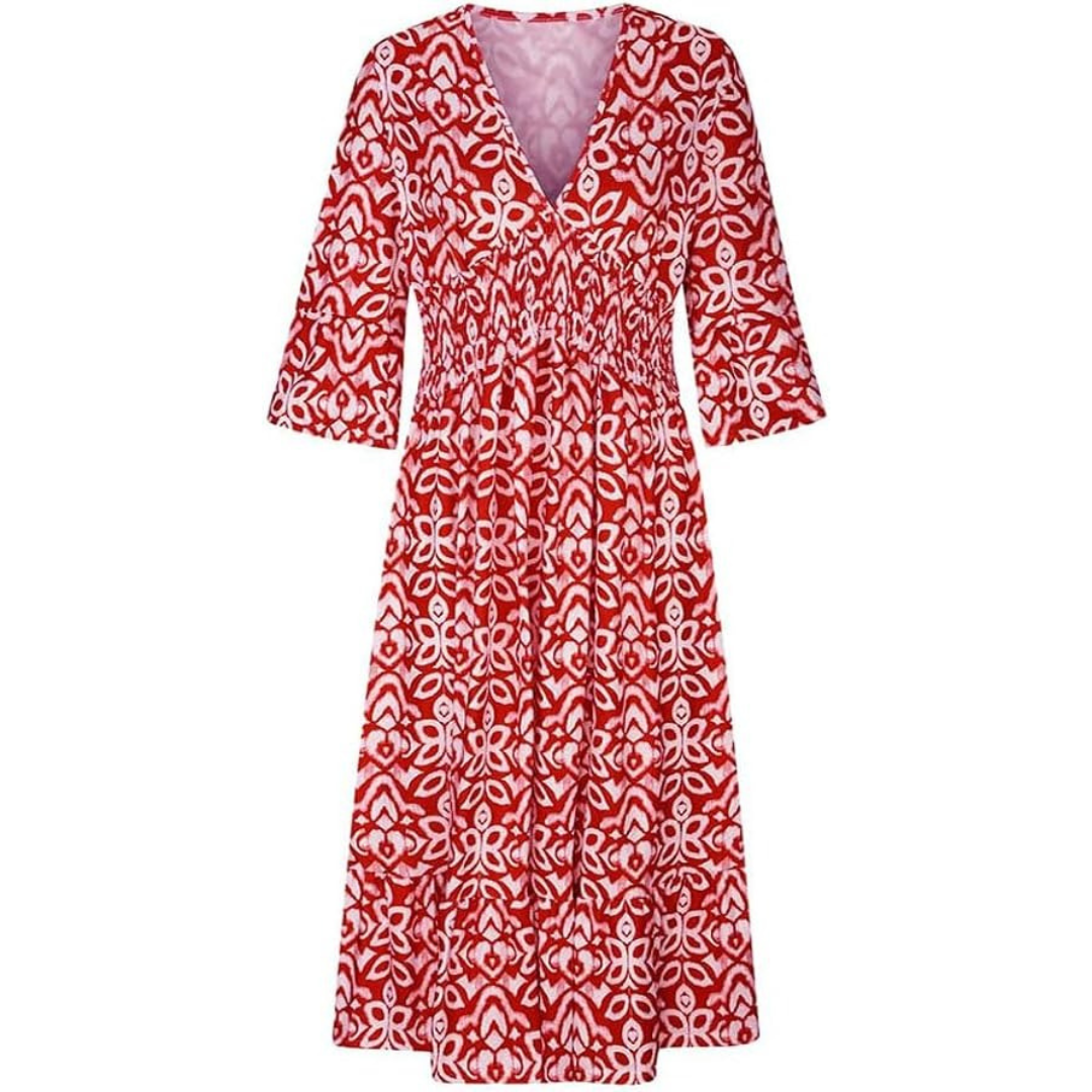Bayline™ | Boheemse Casual Print V-hals Taille Wikkel Lange Jurk