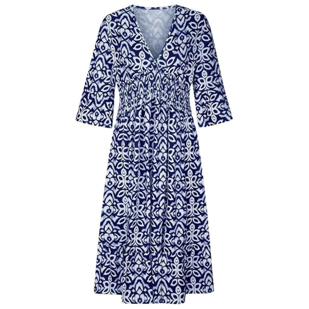 Bayline™ | Boheemse Casual Print V-hals Taille Wikkel Lange Jurk