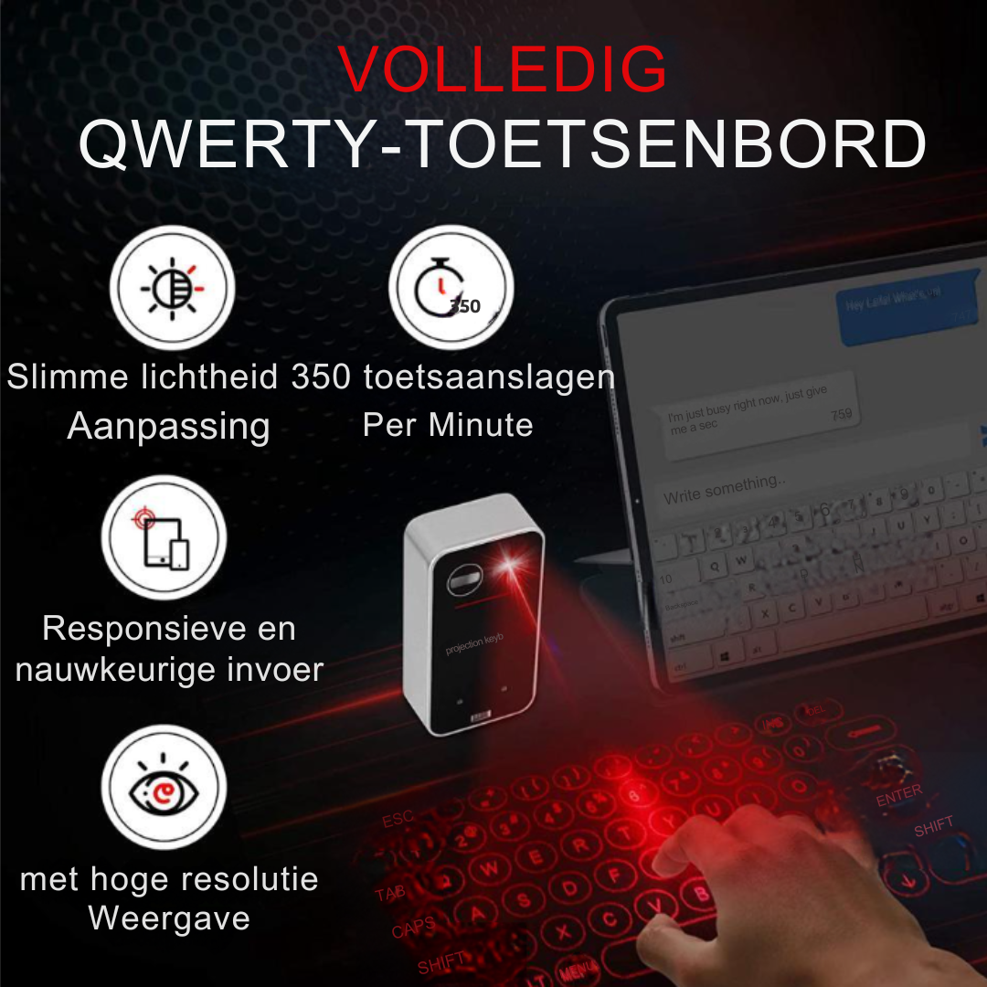 Bayline™ | Laser Touch Draadloos Projector Toetsenbord