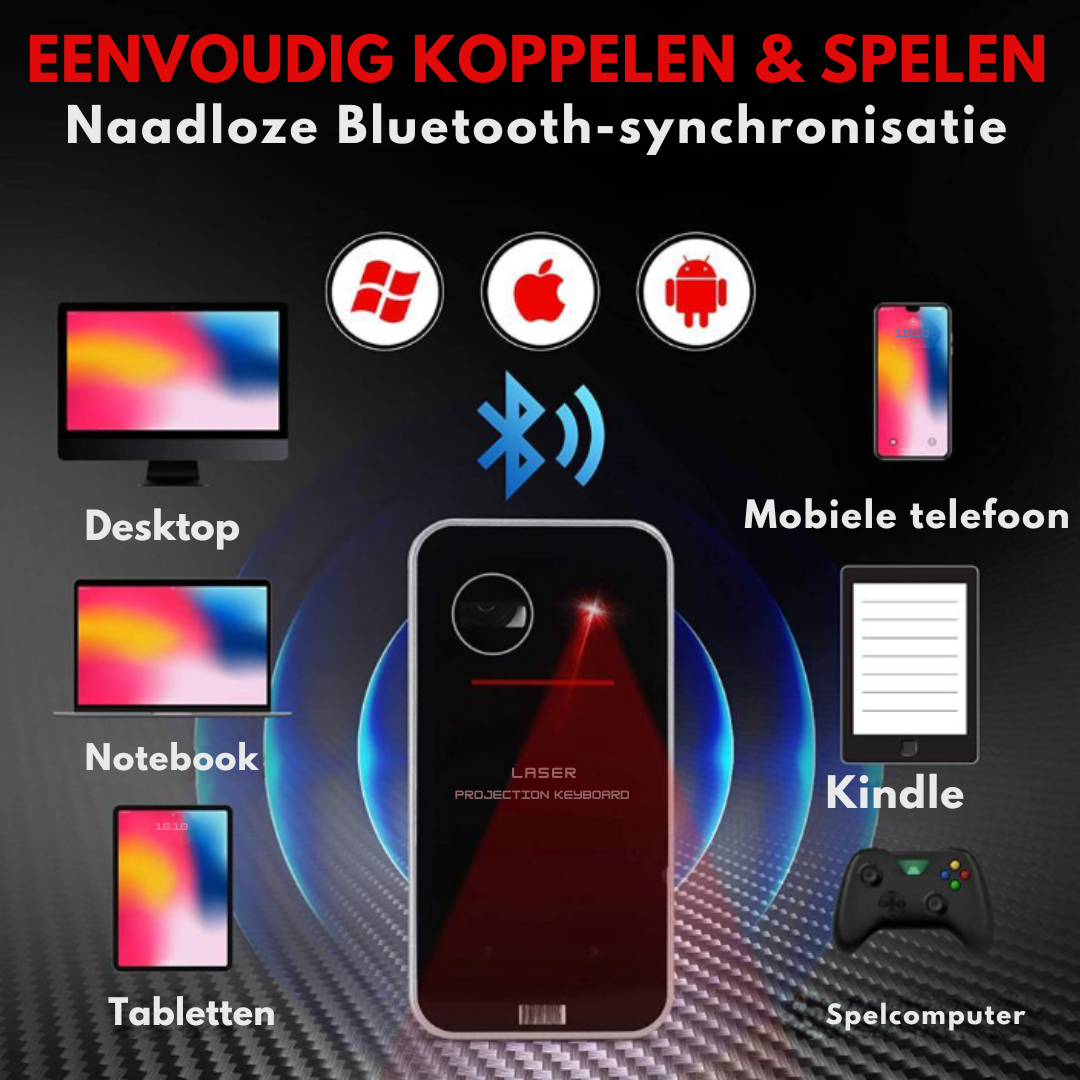 Bayline™ | Laser Touch Draadloos Projector Toetsenbord