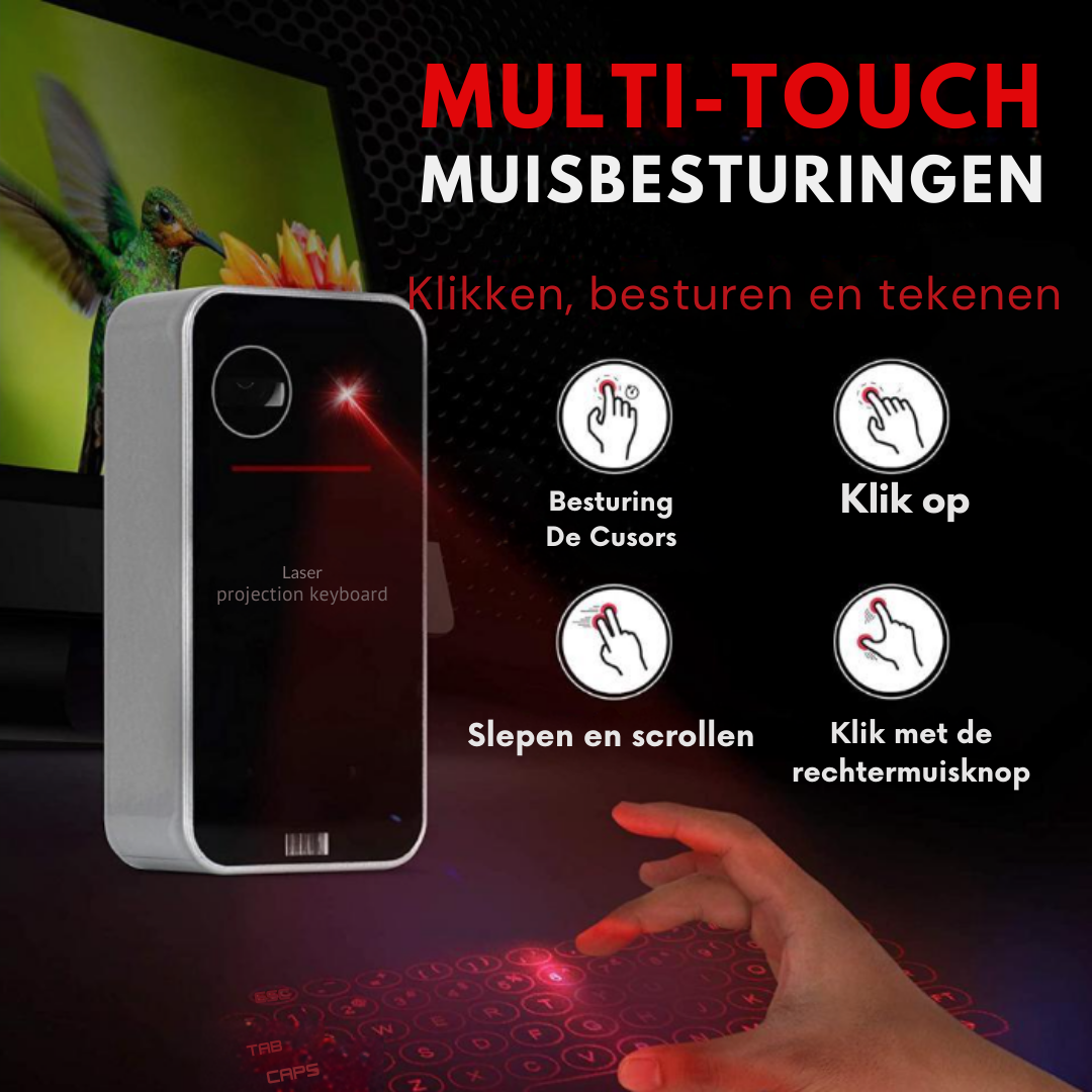 Bayline™ | Laser Touch Draadloos Projector Toetsenbord