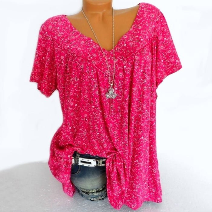 Bayline™ | V-hals Losse Korte Mouw Print Casual Vrouwen T-shirt