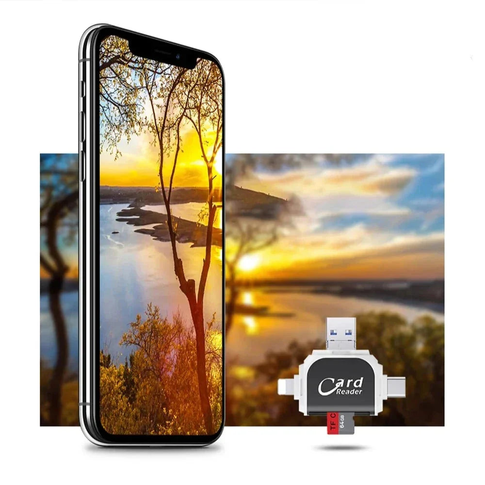 Bayline™ | 4-In-1 Universele SD Tf-Kaartlezer Met Meerdere Poorten