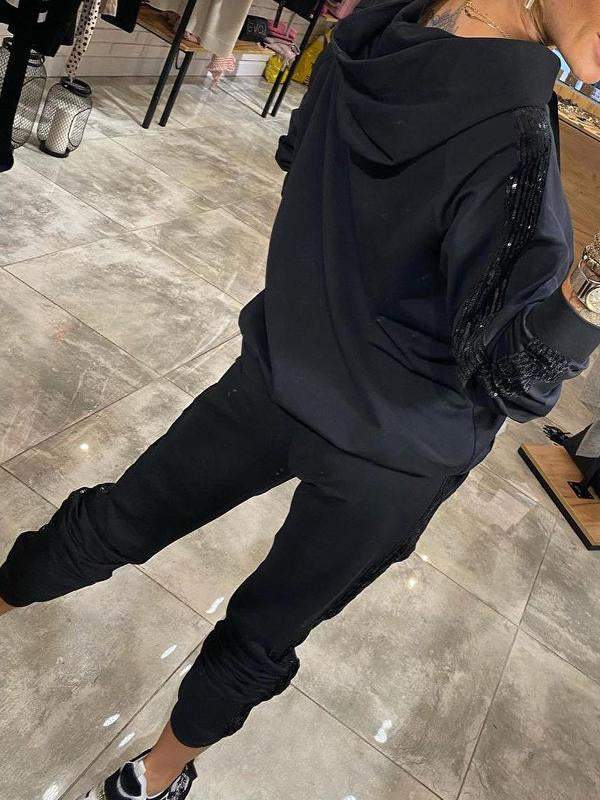 Bayline™ | Casual Pak Met Capuchon en Lange Pailletten