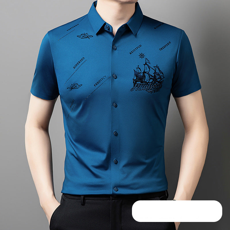 Bayline™ | Knop-Omlaag Korte Mouwen Overhemd Voor Heren