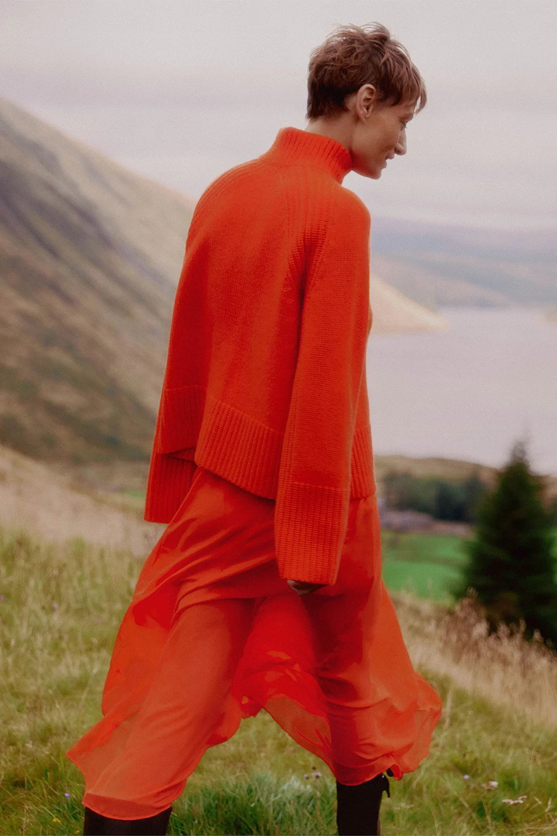 Bayline™ |  Gebreide Trui Met Hoge Hals Oranje