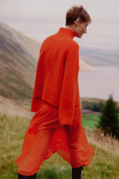 Bayline™ |  Gebreide Trui Met Hoge Hals Oranje