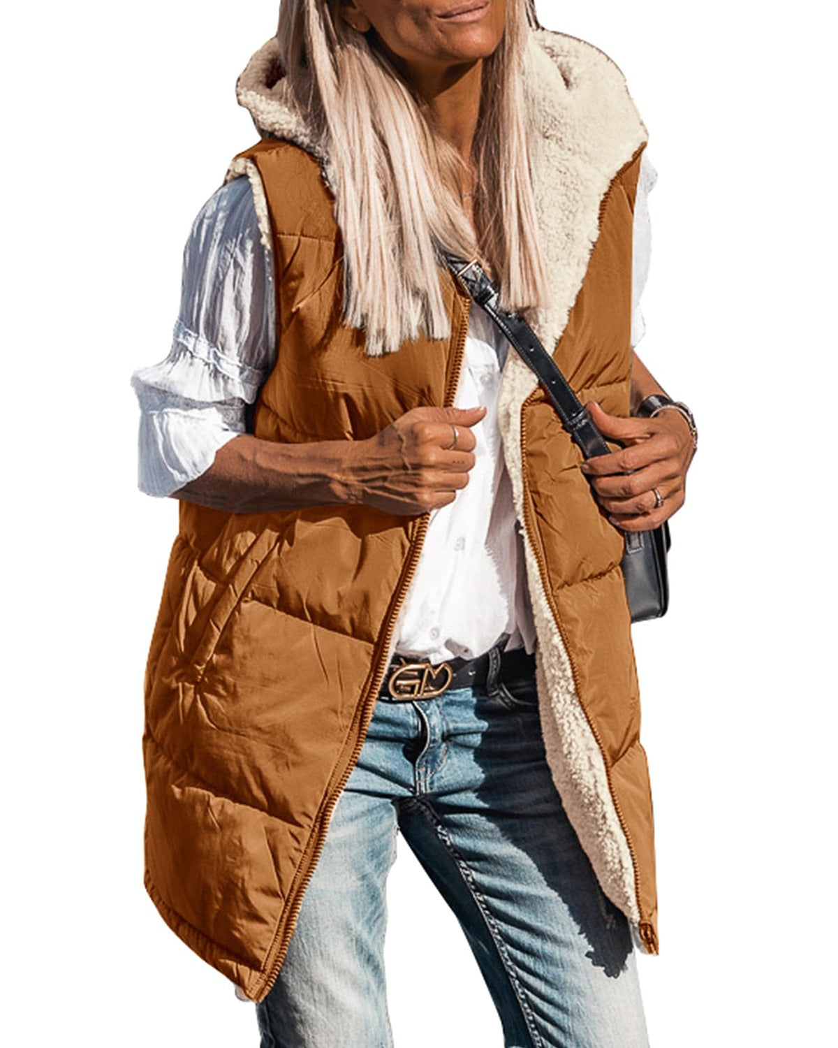 Bayline™ | Omkeerbare Fleece Mouwloze Capuchon Jas