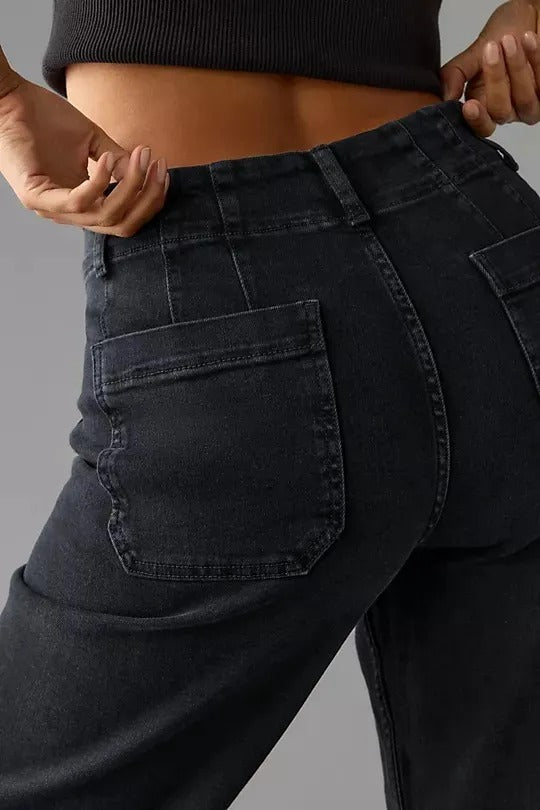 Bayline™ | Buik Controle Bijgesneden Breed-Benen Jeans
