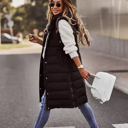 Lang mouwloos wintervest voor dames met capuchon – Koop er 1 en ontvang gratis verzending