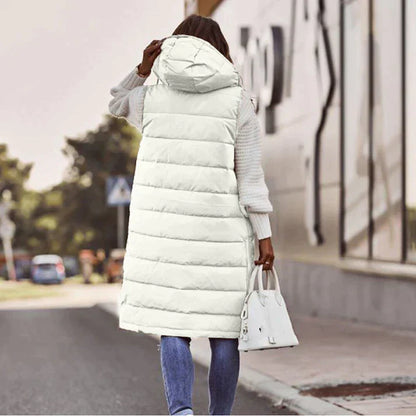 Lang mouwloos wintervest voor dames met capuchon – Koop er 1 en ontvang gratis verzending