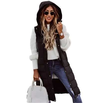Lang mouwloos wintervest voor dames met capuchon – Koop er 1 en ontvang gratis verzending