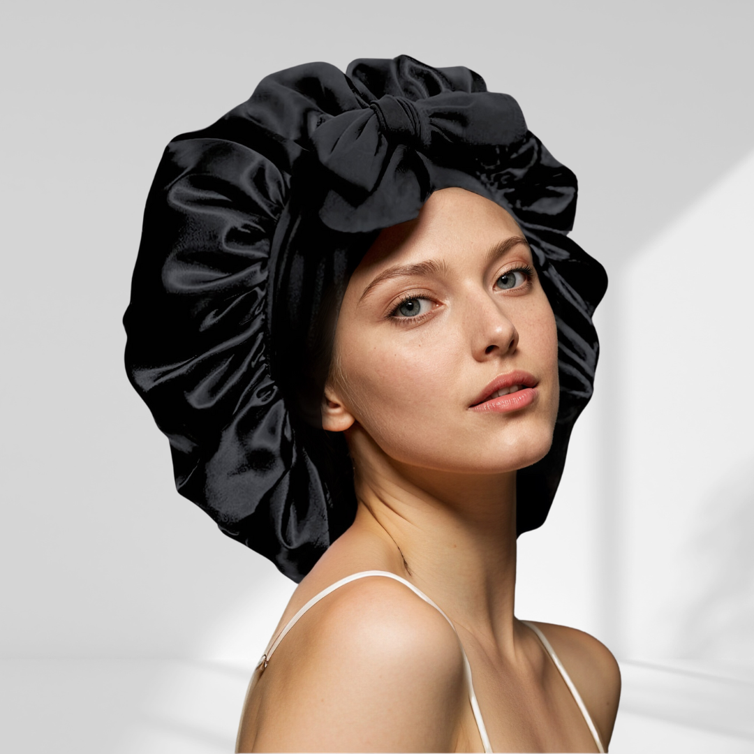 Bayline™ | Satijnen Slaapmuts  Met Elastische Band Voor Dames, Zwart