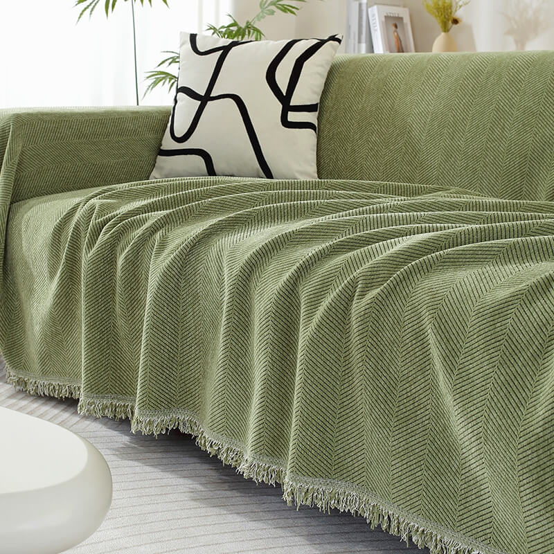 Bayline™ | Visgraat Chenille Dekbedovertrek Met Kwastjes