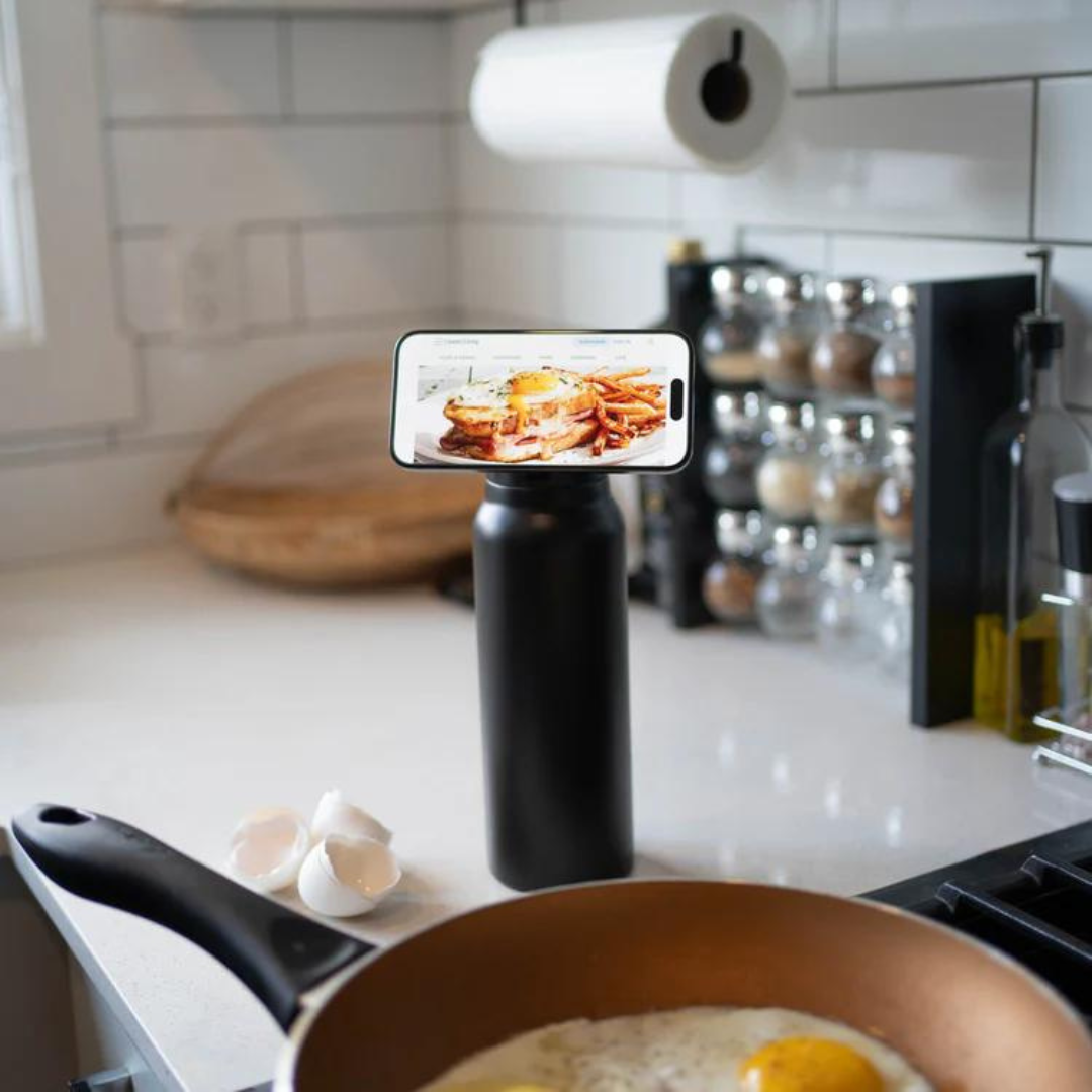 FluidFlex™ waterfles | Roestvrijstalen waterfles en magnetische telefoonhouder in 1!