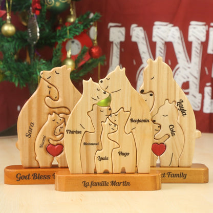 Bayline™ | Gepersonaliseerde Houten Beren Familie