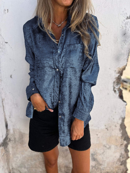 Bayline™ |  Metallic Knoopjesshirt Met Lange Mouwen
