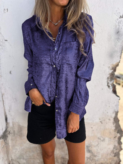 Bayline™ |  Metallic Knoopjesshirt Met Lange Mouwen