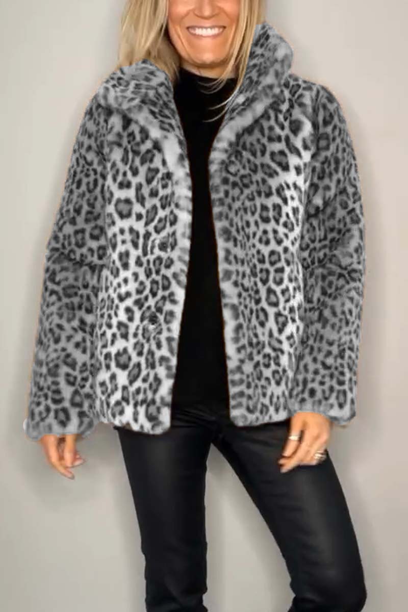 Bayline™ | Luipaard Kapel Imitatiebont Winterjas