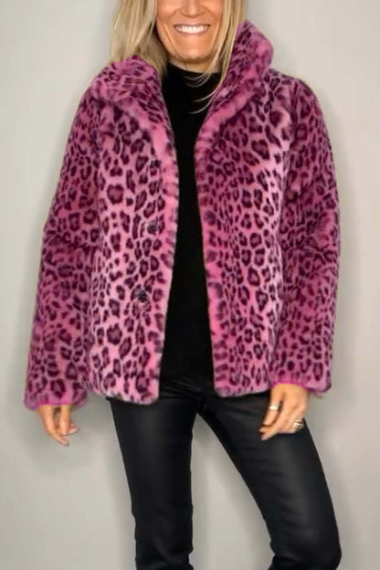 Bayline™ | Luipaard Kapel Imitatiebont Winterjas