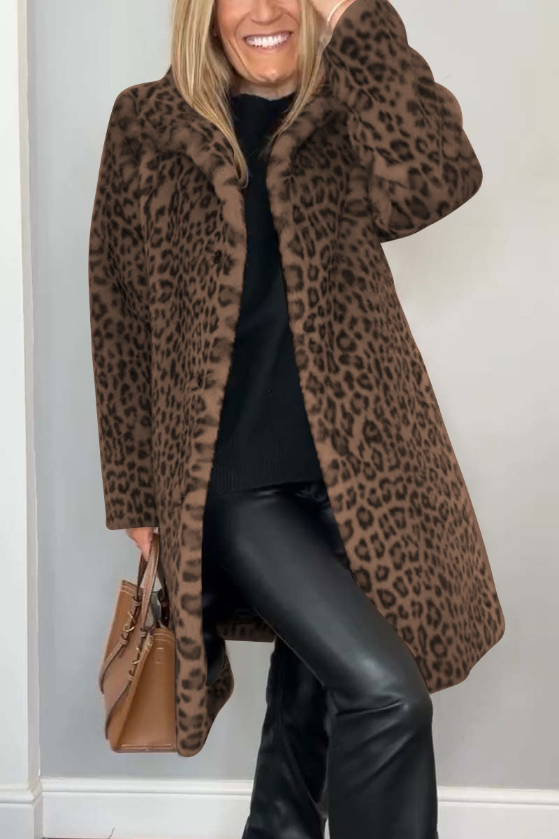 Bayline™ | Luipaard Kapel Imitatiebont Winterjas