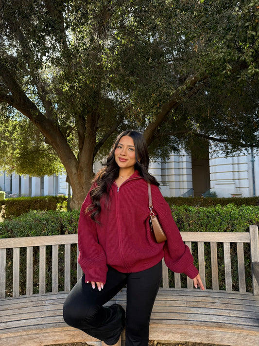 Bayline™ |  Gebreid Oversized Cranberry