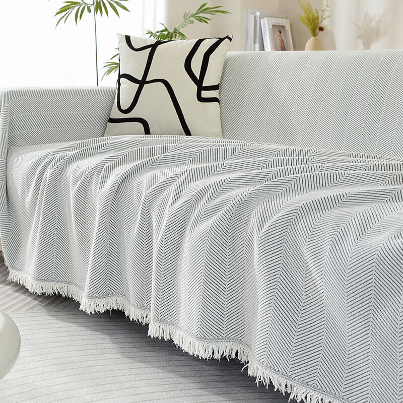 Bayline™ | Visgraat Chenille Dekbedovertrek Met Kwastjes