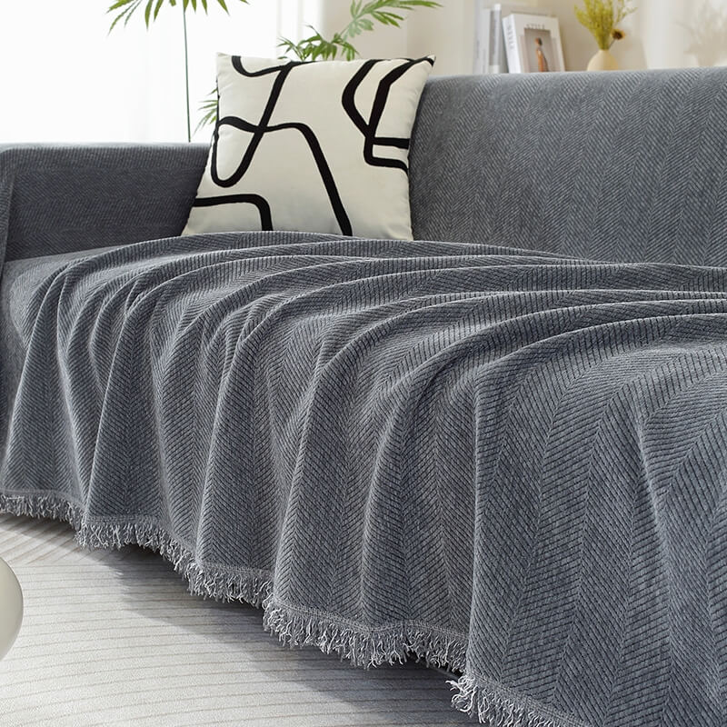 Bayline™ | Visgraat Chenille Dekbedovertrek Met Kwastjes