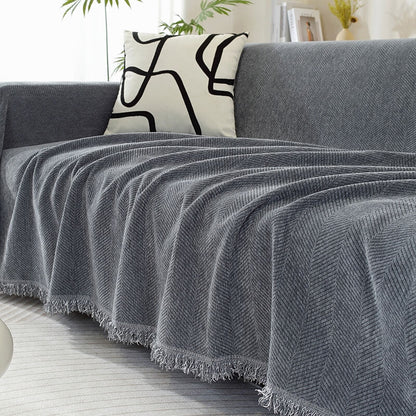 Bayline™ | Visgraat Chenille Dekbedovertrek Met Kwastjes