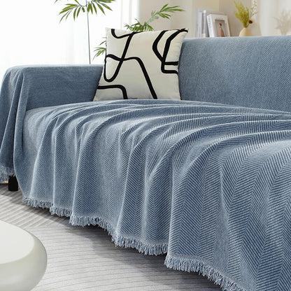 Bayline™ | Visgraat Chenille Dekbedovertrek Met Kwastjes
