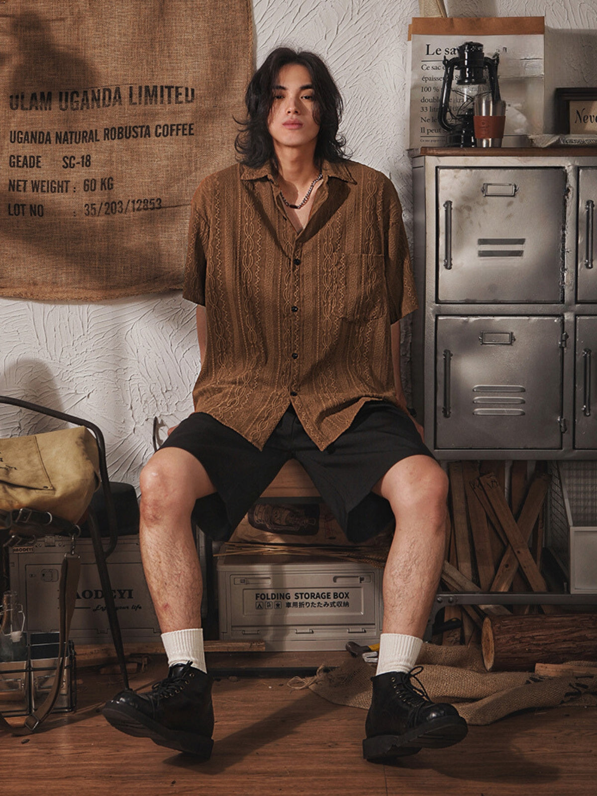 Bayline™ | Japans Retro Shirt van Linnen met Halve Mouwen