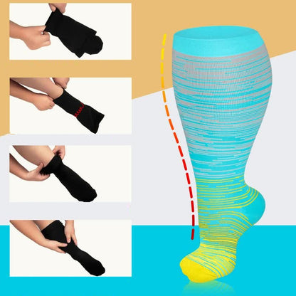 Bayline™ | Grote Maten Heldere Streep Compressiesokken (3 Veelkleurig Paar)