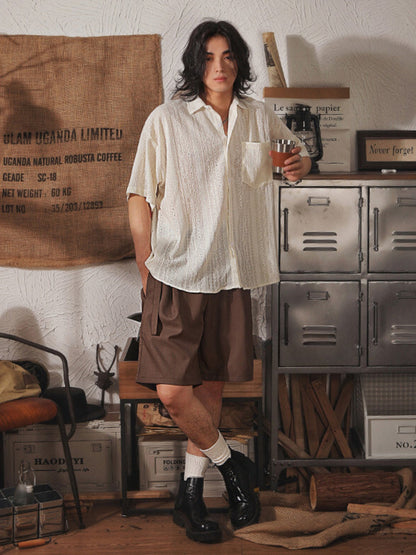 Bayline™ | Japans Retro Shirt van Linnen met Halve Mouwen