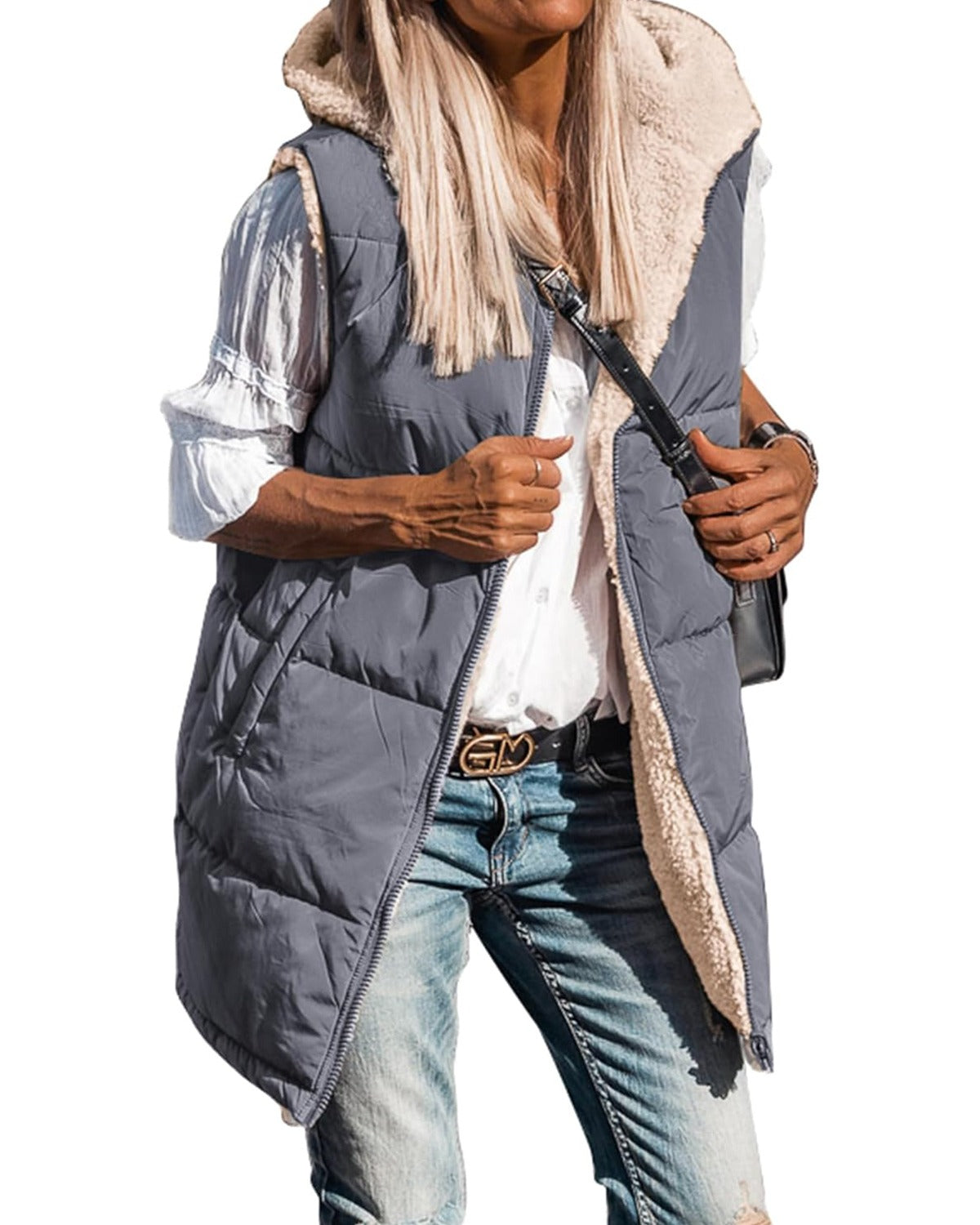 Bayline™ | Omkeerbare Fleece Mouwloze Capuchon Jas