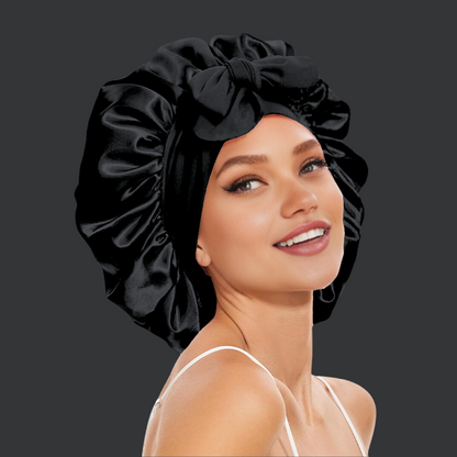 Bayline™ | Satijnen Slaapmuts  Met Elastische Band Voor Dames, Zwart