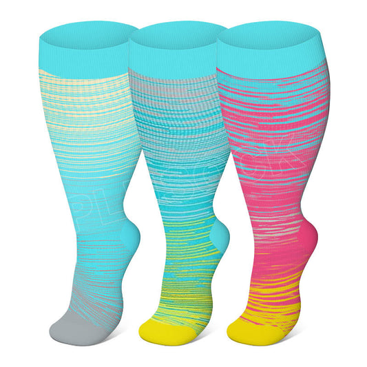Bayline™ | Grote Maten Heldere Streep Compressiesokken (3 Veelkleurig Paar)