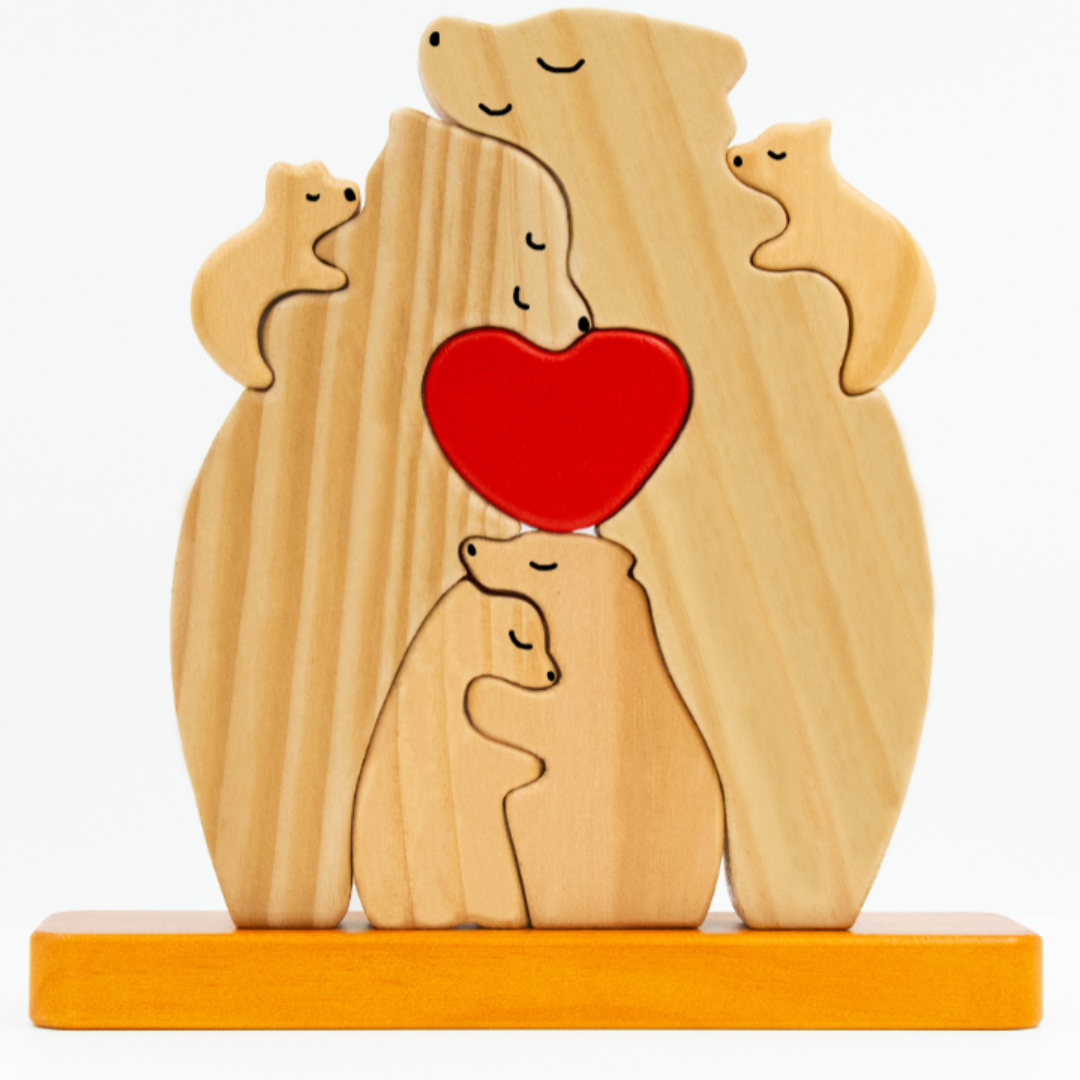 Bayline™ | Gepersonaliseerde Houten Beren Familie