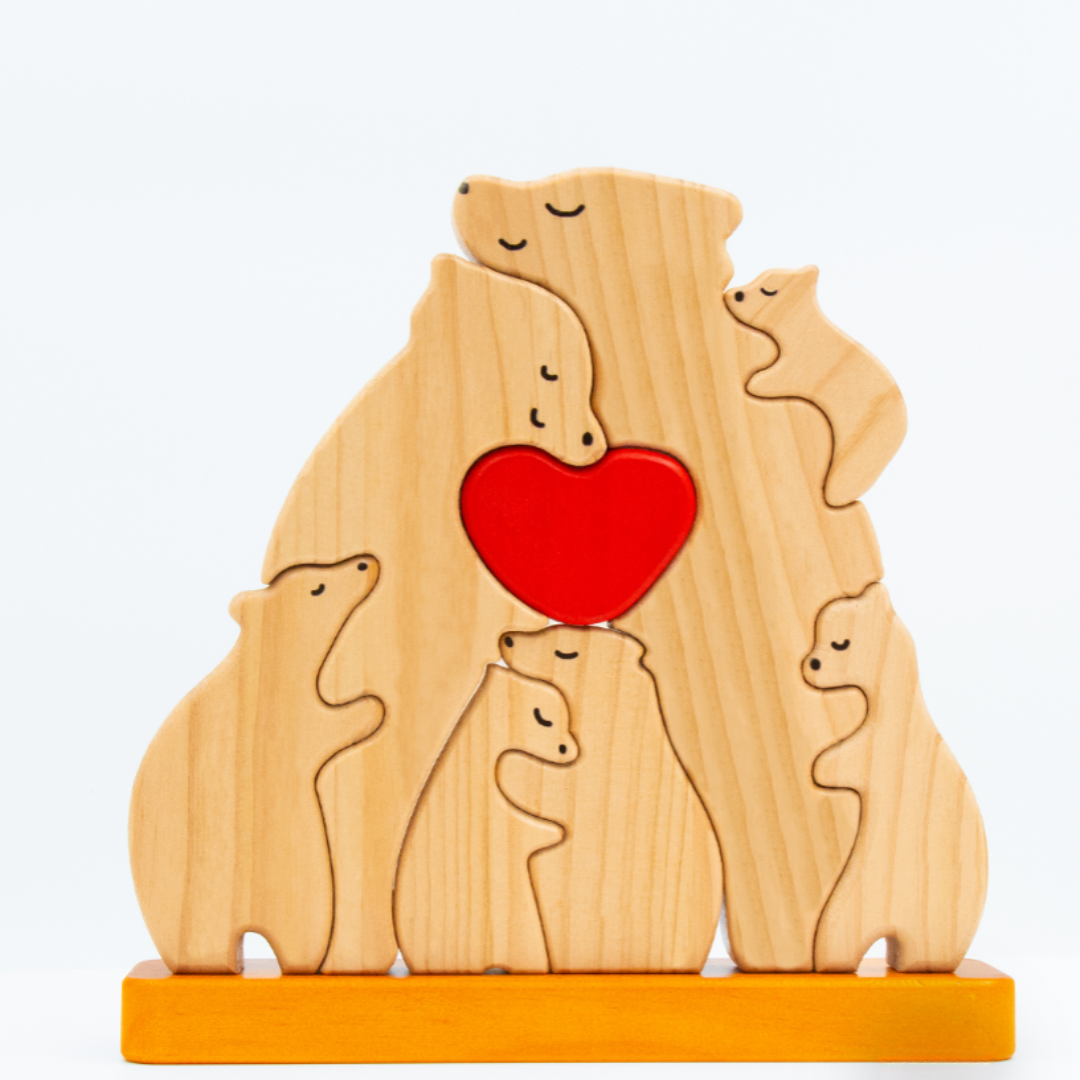 Bayline™ | Gepersonaliseerde Houten Beren Familie