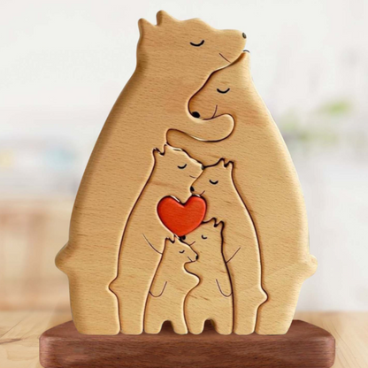 Bayline™ | Gepersonaliseerde Houten Beren Familie