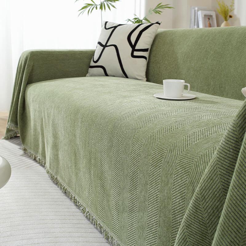 Bayline™ | Visgraat Chenille Dekbedovertrek Met Kwastjes