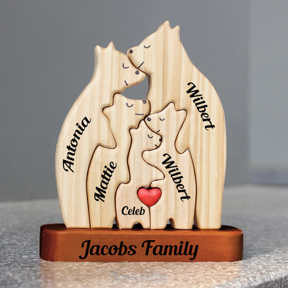 Bayline™ | Gepersonaliseerde Houten Beren Familie