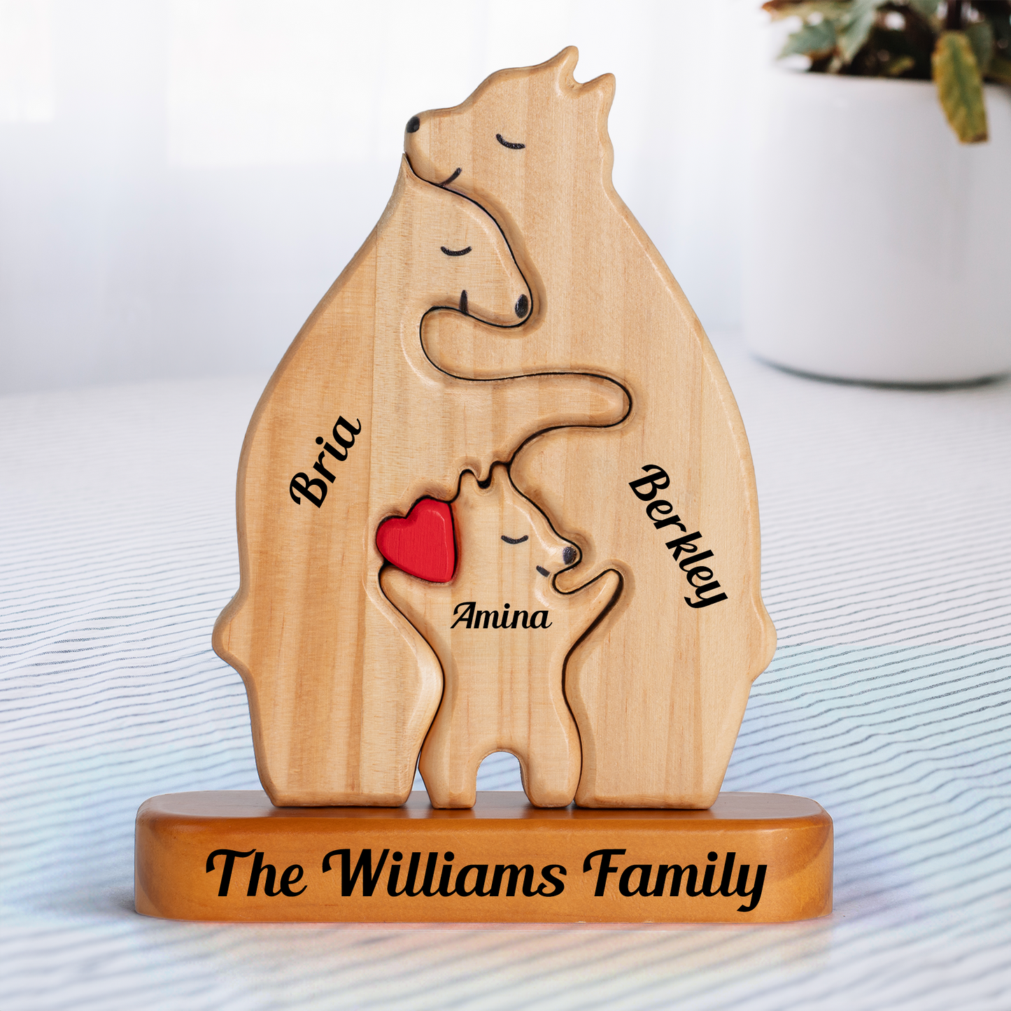 Bayline™ | Gepersonaliseerde Houten Beren Familie