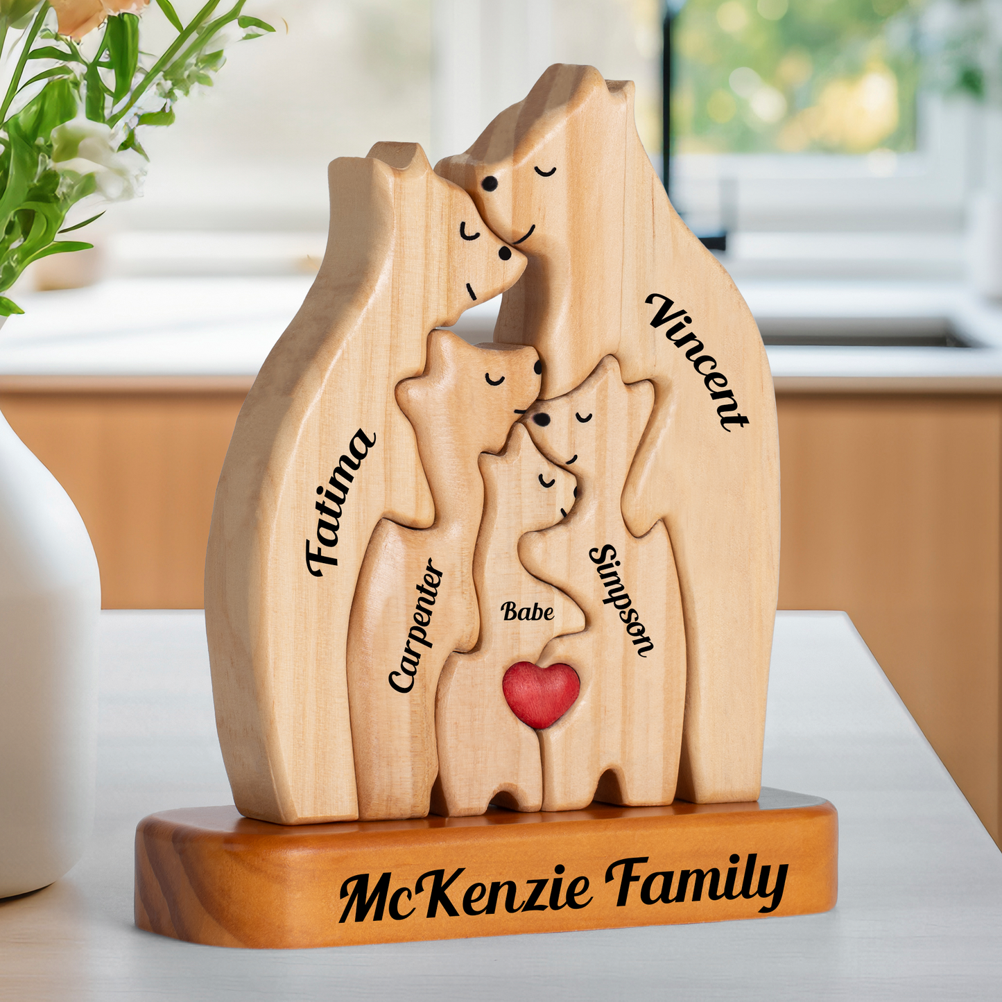 Bayline™ | Gepersonaliseerde Houten Beren Familie