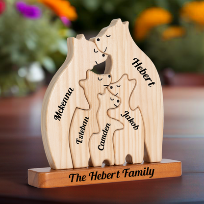 Bayline™ | Gepersonaliseerde Houten Beren Familie