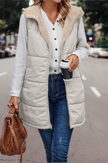 Bayline™ | Omkeerbare Fleece Mouwloze Capuchon Jas